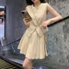Elegante traje de moda para mujer en verano, adelgazante, estiloso, rejuvenecedor, elegante blazer con falda plisada conjunto de dos piezas