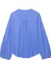 Comercio Exterior Transfronterizo Ropa de Mujer Moda Otoño e Invierno 2025 Estilo Europeo y Americano Camisa de Manga Larga de Color Sólido con Cuello Redondo y Volantes para Mujer