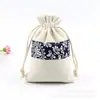Bolsa de Armazenamento de Linho com Patchwork Floral, Fechamento por Cordão, Tamanho Personalizado, Logotipo, Tecida à Mão, Grande Capacidade, Alça de Cordão