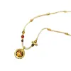Cadena de Suéter con Candado de Oro Antiguo Chapado, Estilo Nuevo, Diseño de Calabaza y Cabeza de Gato, Collar de Moda con Personalidad Simple y Versátil