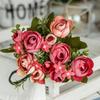 Estilo europeo 10 cabezas ramo de simulación de plástico boda tela de seda Camelia decoración del hogar flor falsa mesa de comedor rosa Capullo de té
