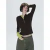 Conjunto Lindo de ANNACHC: Camiseta de Manga Larga con Bloques de Color de Dos Piezas/Ropa Exterior/Top sin Cierre 2706
