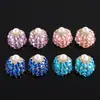 Pendientes Redondos de Resina con Perlas de Diamante Tachonadas Aguja Plateada Moda Simple Versátil Europea y Americana Pendientes de Lujo Ligero de Gama Alta para Mujeres