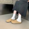 Sapatos Burkan Baotou Retrô Francês Feminino Inverno 2024 Forrados com Lã Novos Solado Macio Casuais Combinam com Tudo Meias de Casa Meio Aberto Casuais