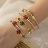 [Ice Meng] pulsera de acero inoxidable con flor de circonita, joyería de moda pequeña y fresca, nueva joyería transfronteriza B590