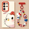 Capa de celular de alto valor adequada para Samsung s26+ face lateral gato 25ultra silicone s24+ macia s23 com cordão 22 conjunto
