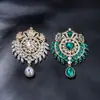 Broche de Gota de Agua, Estilo Europeo y Americano, Exagerado y Grandioso, Pin Colorido, Broche de Cristal Vintage, Pin de Solapa Estilo Corte, Accesorio para Traje y Qipao