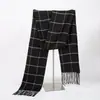 Cachecol Masculino de Imitação de Caxemira para Outono e Inverno, Estilo Xadrez, Estilo Casal, Cachecol Quente para Pescoço, Estilo Britânico Versátil, Presente Incluído