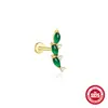 Pendientes de Plata de Ley S925 con Borla de Piedra Natural Geométrica Crisoprasa, Piercing Rosca Cabeza Plana para Hueso de la Oreja, Pendientes Europeos y Americanos de Venta Caliente