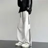 Calça de Moletom Patchwork com Três Listras Estilo Retrô Americano para Primavera e Outono, Calça Esportiva Masculina, Calça Casual para Estudantes Universitários para Aula de Educação Física