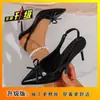 Sapatos femininos de salto alto bico fechado da moda 2026 Novidades de Primavera Sandálias Versáteis de Tira Única Estilo Europeu e Americano Salto Alto de Comércio Exterior