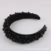 Diadema de perlas de lujo europea y americana, pasador de pelo, diadema de red para la parte superior de la cabeza, diadema roja para el cabello, presión lateral ancha, industria pesada exagerada, para mujer, venta al por mayor