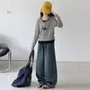 Sudadera con Capucha de Rayas Falsa de Dos Piezas para Niñas, Otoño y Primavera 2026, Nuevo Conjunto de Moda Estilo Coreano con Jeans de Pierna Ancha