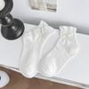 Meias Femininas de Algodão Puro com Laço e Boca Bolha para Meninas Primavera e Verão Meias de Malha Respiráveis Cor Pura Meias Curtas para Sapatos de Couro Pequenos