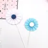 Decoración de pastel de cumpleaños de girasol tarjeta-insertar abanico redondo enchufe molinillo pequeño fresco bandera-insertar fiesta de horneado mesa de postres