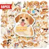 50 lindos stickers de perro de dibujos animados para fiesta para compra directa transfronteriza, pegatinas decorativas impermeables de mascota Corgi para cuadernos y tazas de agua