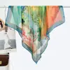 Estilo chino estilo pintura al óleo camelia moderno gasa 90 pañuelo cuadrado grande bufanda de seda para mujer bufanda de primavera y otoño con temperamento para combinar con camisa chal