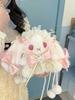Bolsa Lolita Japonesa Fofa de Coelhinho com Laço Orelhas Grandes Pelo Macio Bolsa com Cordão Doce Menina Bolsa Transversal com Corrente de Pérolas