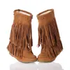 34 Botas de Comércio Exterior Salto de Bota Feminino Baixo Fosco Médio Elegante Botas com Franja S4 Botas Tamanho Grande Botas com Rebite Casual