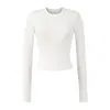 Ropa de Mujer al por Mayor Transfronteriza Primavera 2025 Nuevas Camisetas Versátiles de Color Sólido de Cuello Redondo Ajustadas