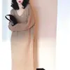 Suéter elegante estilo francês com decote em V para mulheres, novo estilo outono e inverno 2026, vestido longo de tricô casual, soltinho e modelador