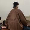 Sudadera de gamuza para hombre, estilo americano, retro, sin capucha, para primavera y otoño, con cuello redondo, bordada, vintage, chaqueta de moda