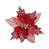 Flores de Natal em malha oca transfronteiriças, flores artificiais, decorações para árvore de Natal, flores preservadas de alta qualidade, enfeites para guirlanda de Natal