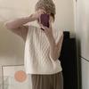 Chaleco tejido con diseño retro twist para mujer Primavera y Otoño Nuevo estilo coreano apilado cuello redondo sin mangas chaleco top exterior