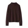 Suéter de Cashmere Irregular com Gola de Lapela Estilo Preguiçoso de Botão Único para Mulheres Outono e Inverno Novo Suéter de Malha Grossa Solto Suéter Básico