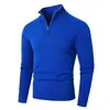 Suéter Pulóver de Punto Sólido Simple para Hombre con Media Cremallera y Cuello Alto, Camisa Base de Punto Cálido Casual de Moda para Otoño e Invierno