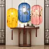 Faroles con un Nuevo Diseño de Tela Estilo Chino, Faroles Clásicos de Palacio Imitación Pintados a Mano para Restaurantes, Casas de Té y Pasillos, Faroles Largos Creativos con Forma de Melón de Invierno