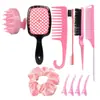 Cepillo para Lavar el Cabello Transfronterizo, Peine Masajeador, Peine de Dientes Separados Hueco, Peine de Tupé, Botella con Atomizador, Goma para el Cabello, Peine para Peinar el Cabello, Set de Herramientas de Estilismo