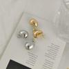 Fiebre Coreana Mismo Estilo Oval Semicírculo Grueso Japonés y Coreano Hueco Brillante Metal Frijol Pendientes Pendientes Largos en Forma de Gota para Mujeres
