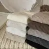 Calcetines suxinaimin estilo retro relajado holgados para otoño e invierno, calcetines de canalé vertical de baja saturación hasta la mitad de la pantorrilla, calcetines para mujer de doble puntada