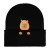 Gorro de Punto Bordado con Flor de Capibara de Amazon Transfronterizo Versátil Estilo Coreano Gorro de Lana Cálido para Ciclismo al Aire Libre