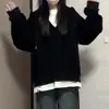 Ropa Casual de Trabajo Diseño de Nicho Sudadera con Capucha Falsa de Dos Piezas para Mujer en Otoño e Invierno, Tops Populares de Estilo Perezoso Casual y Versátil