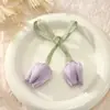 Pastel de Tulipanes para el Día de la Madre 2025 Tarjeta Decorativa de Amor Vela con Lazo Tarjeta de Mamá Hada Enchufe