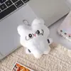 Conejito suave y esponjoso con gafas azules y grises, colgante de peluche, gashapon de dibujos animados, muñeco de peluche de pelo corto, accesorio para bolso
