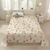 Lençol de Algodão Lavado Estampado para Cama de Solteiro para Dormitório, Anti-Sujeira, Respirável, Portátil para Viagem, Tecido Escovado