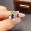 Anel de Safira Natural Transfronteiriço Acessórios Femininos Nicho Alto Padrão Joias de Prata 925 4*5 Joias de Luxo Venda Direta da Fábrica