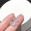 Brincos de Argola de Ferradura Figaro Banhados a Ouro 18K e Diamantes, Brincos de Ferradura Totalmente em Diamante, Brincos de Gipsofila, em Forma de U para Homens e Mulheres Atacado