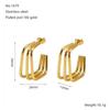 Aretes geométricos europeos y americanos de acero inoxidable de tres capas para mujer, acero de titanio 18K de alta gama, temperamento, sencillos, de moda, venta al por mayor