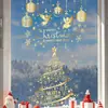 Adesivos Eletrostáticos Personalizados de Natal, Adesivos Dourados de Árvore de Natal e Guirlanda para Janela, Decoração de Vidro para Janela de Feriado Adesivos de Vidro