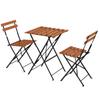 Mesa y silla pequeña para balcón, ideal para patio exterior, terraza de ocio, mesa de centro plegable de madera maciza y silla, conjunto combinado de tres piezas