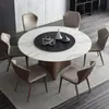 Mesa de Jantar Redonda Simples de Luxo Leve Mesa de Jantar em Rocha Mesa Redonda Mesa de Jantar Moderna Combinação de Mesa e Cadeiras Mesa de Jantar Redonda Doméstica Atacado