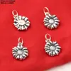 Plata de ley tubo doblado flor pequeña cuadrada 99 pies accesorios de plata retro hacer viejo 3D plata dura murciélago calabaza DIY materiales hechos a mano