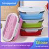 Caixa de Almoço Dobrável de Silicone Criativa Caixa de Almoço Retrátil com Garfo Caixa de Almoço para Piquenique Caixa para Conservar Frutas Frescas na Geladeira Atacado