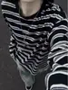 Camiseta Listrada Retro Simples Masculina Gola Redonda Manga Longa Preguiçosa Solta Casual Camisa Camada Base para Adolescente