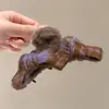 Pinza de Pelo Grande de Felpa Estilo Perezoso Otoño e Invierno para Mujer, Pinza de Tiburón de Gama Alta y Exquisita para la Parte Posterior de la Cabeza
