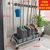 Colgador Móvil de Acero Inoxidable para Trapeador Escoba, de Pie para Balcón Baño, Estante de Almacenamiento, Soporte para Trapeador sin Perforaciones
